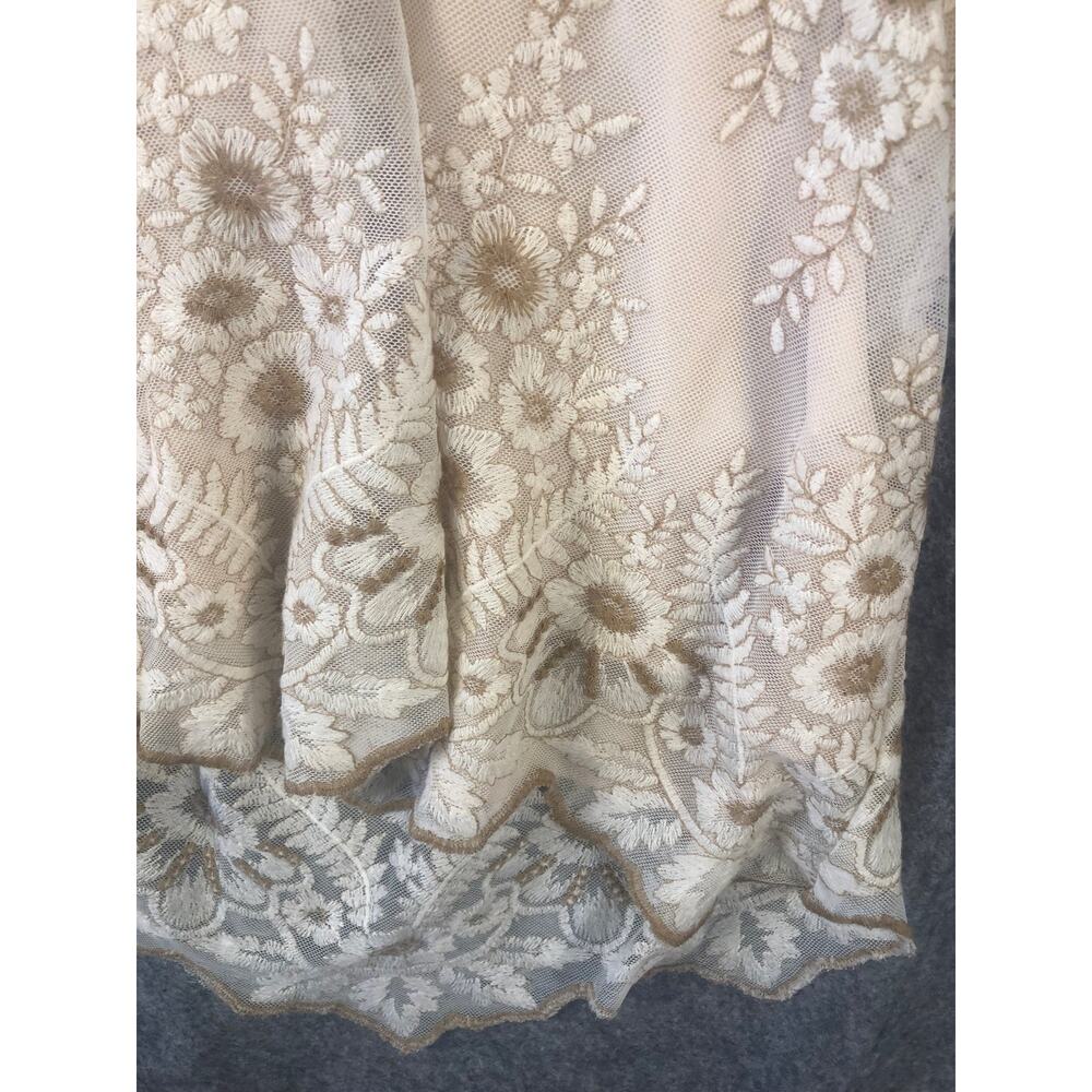 Lavender Brown Lace Hi Low Ivory Beige Strappy Lined Top Size Large - Picture 7 of 14